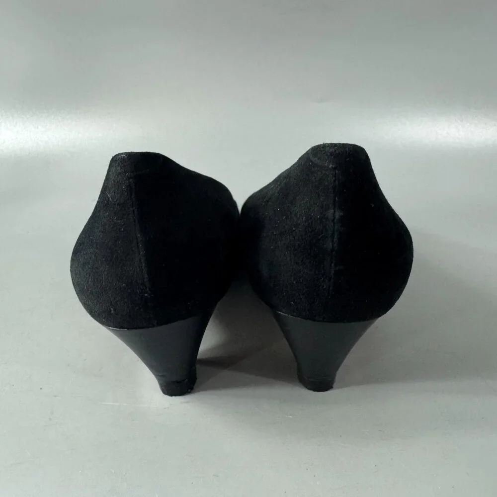 Authentic Gucci 70's-80's Black Suede/Leather w/ Micro GG Logo Pumps, Size 38.5 - Picture 5 of 14